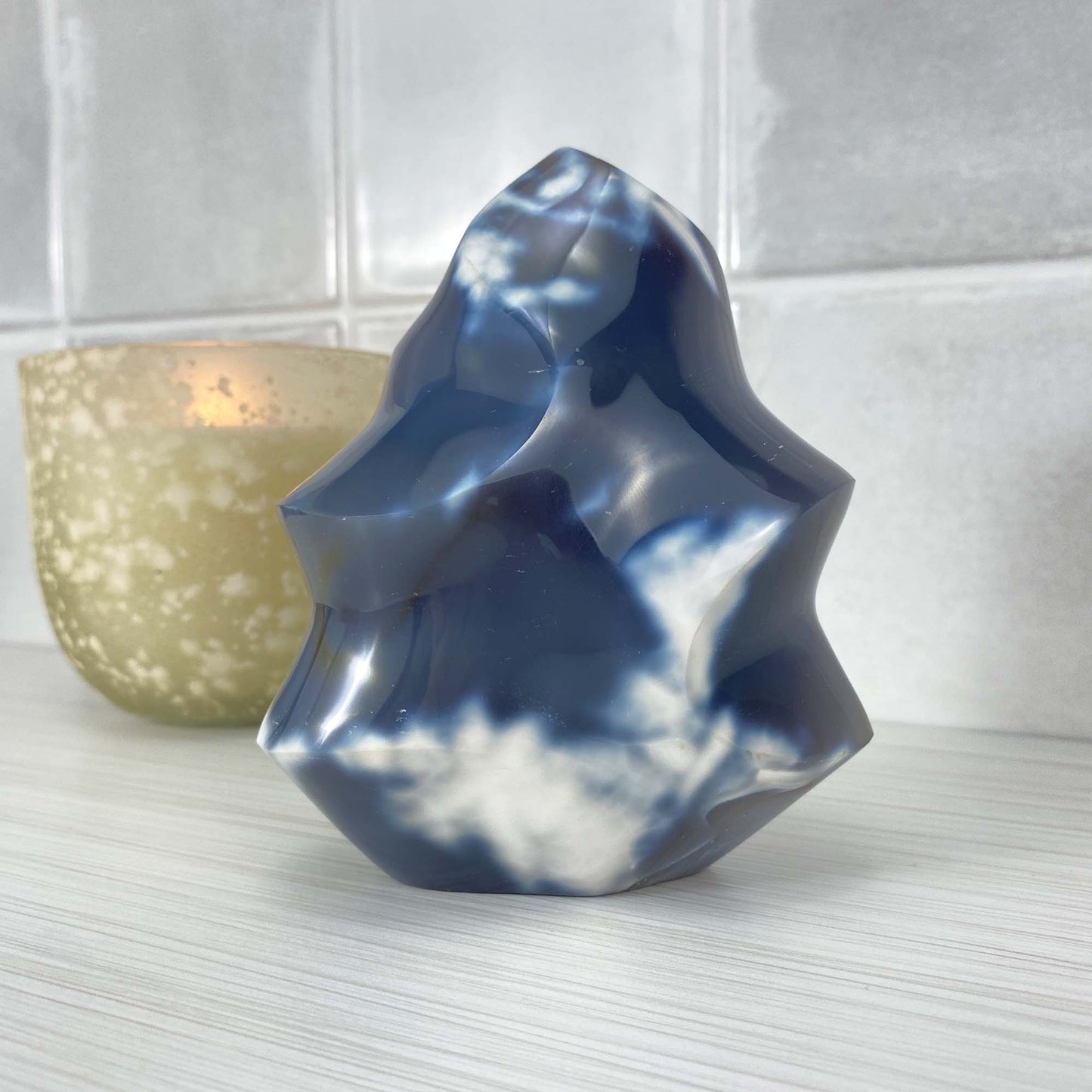Polished Orca Agate Flame