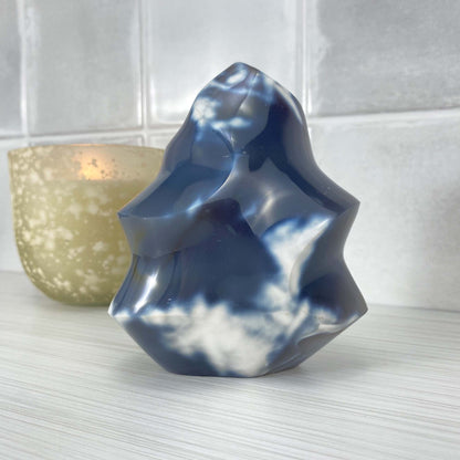 Polished Orca Agate Flame