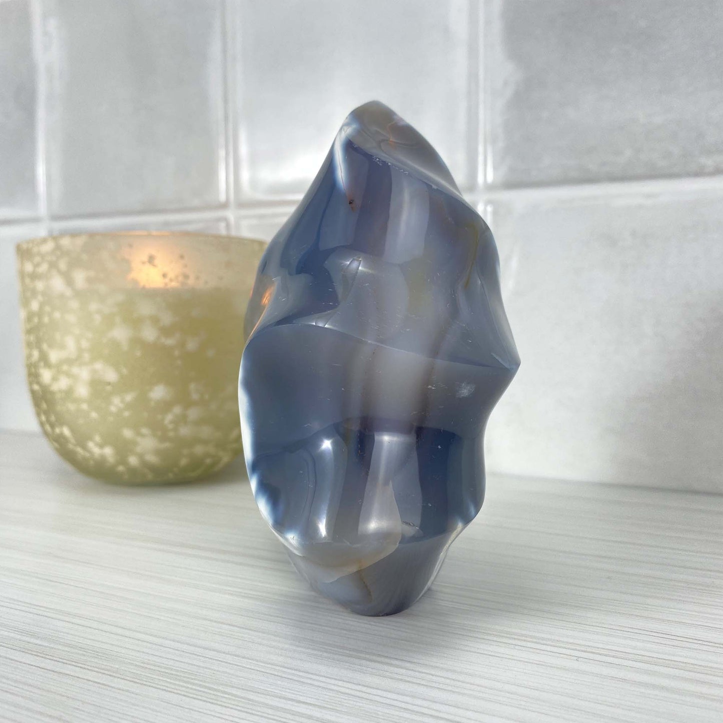 Polished Orca Agate Flame