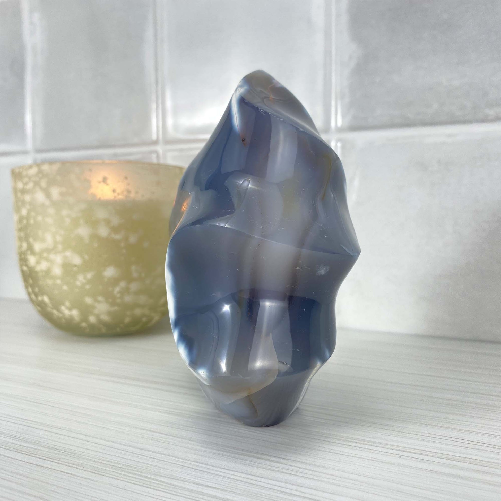 Polished Orca Agate Flame