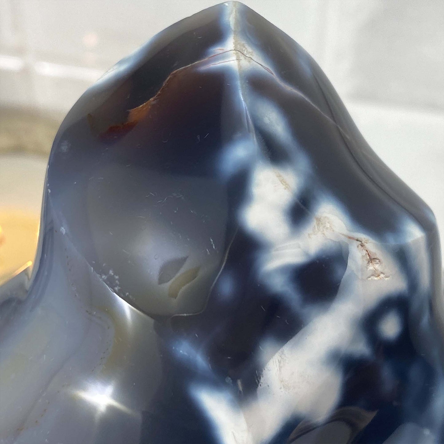 Polished Orca Agate Flame