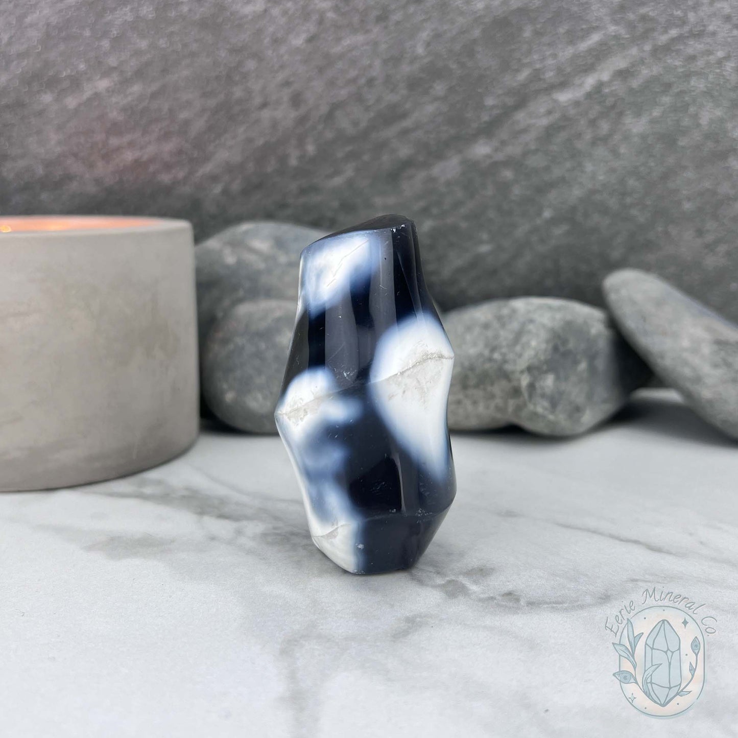 Polished Orca Agate Flame