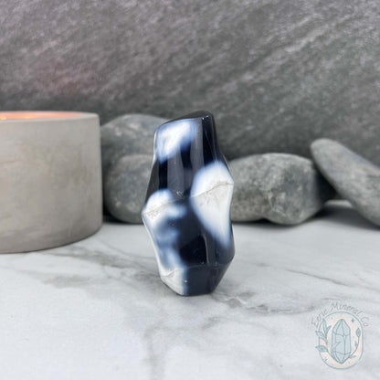 Polished Orca Agate Flame