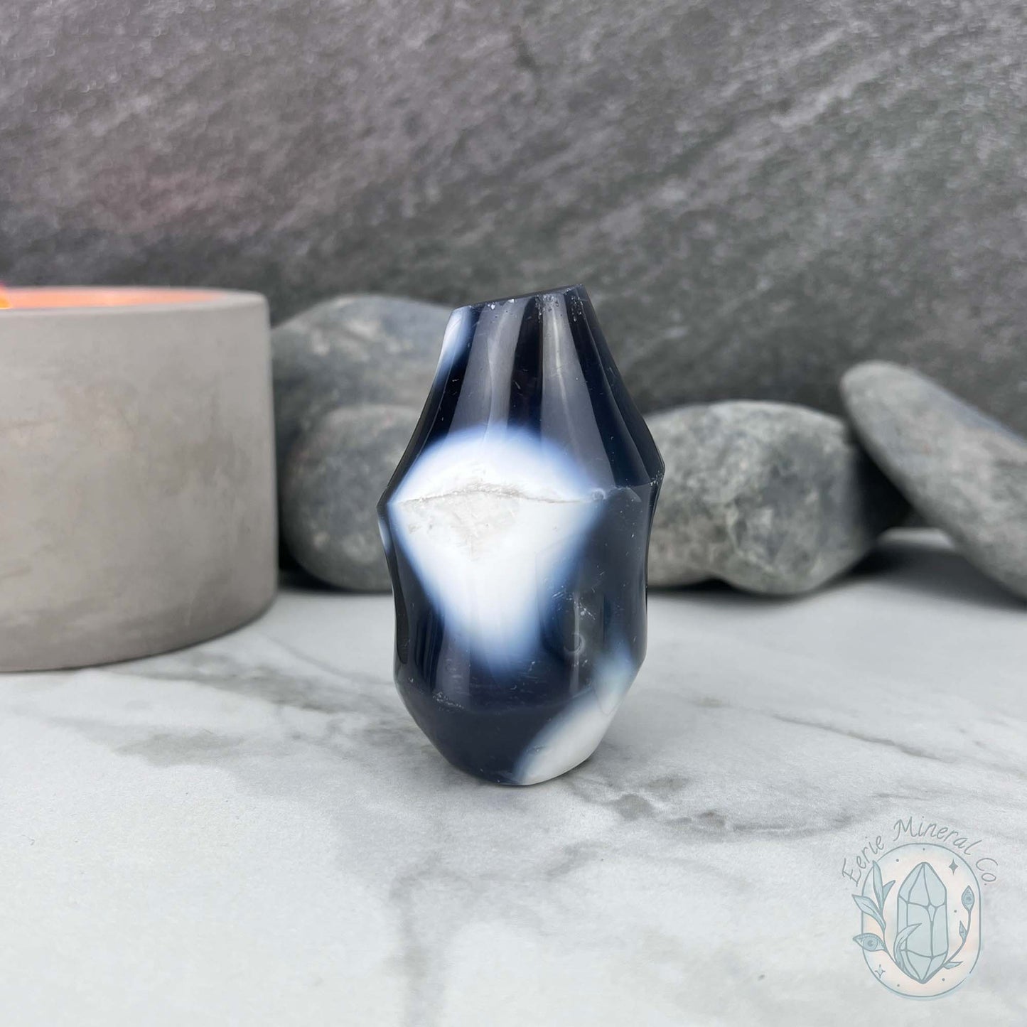 Polished Orca Agate Flame