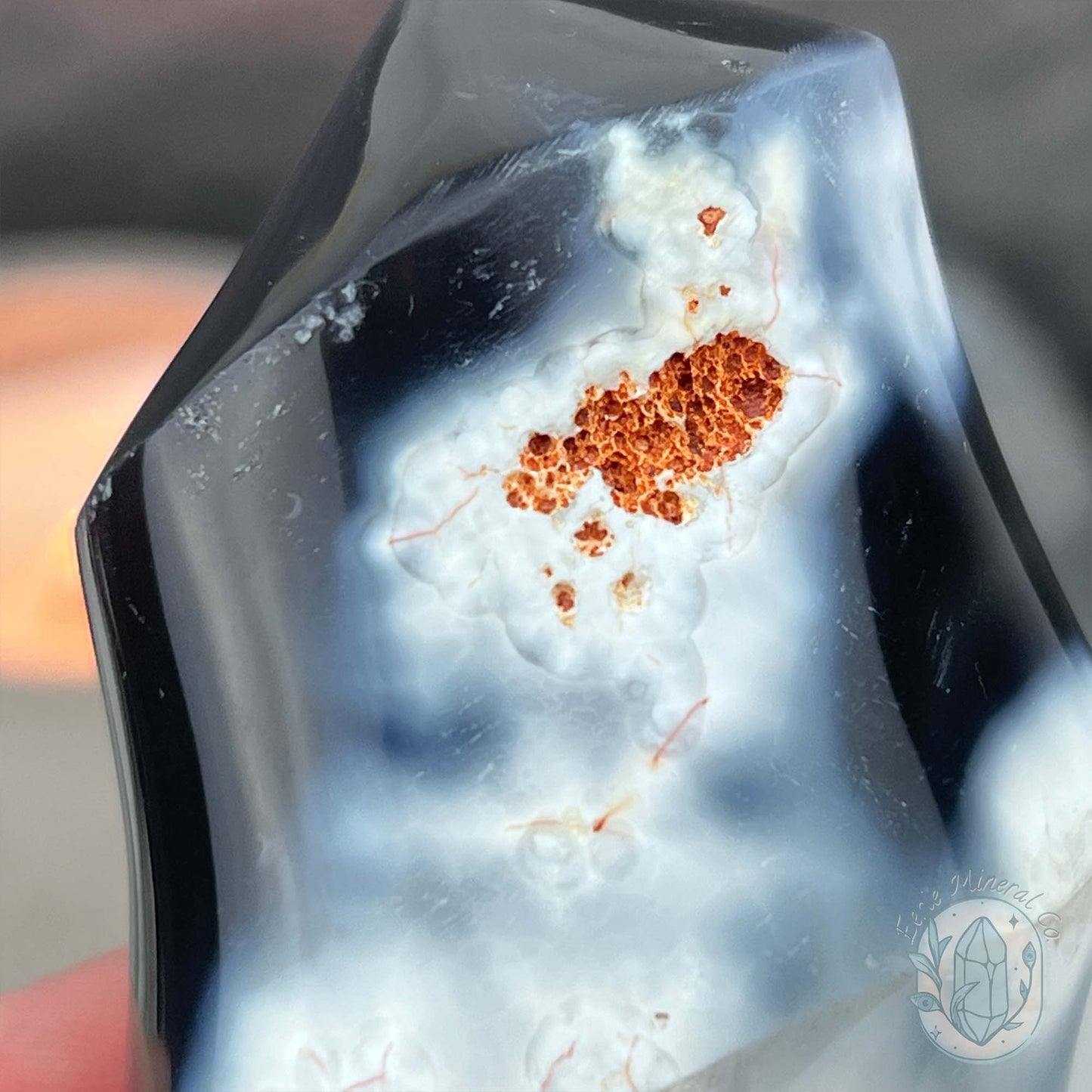 Polished Orca Agate Flame