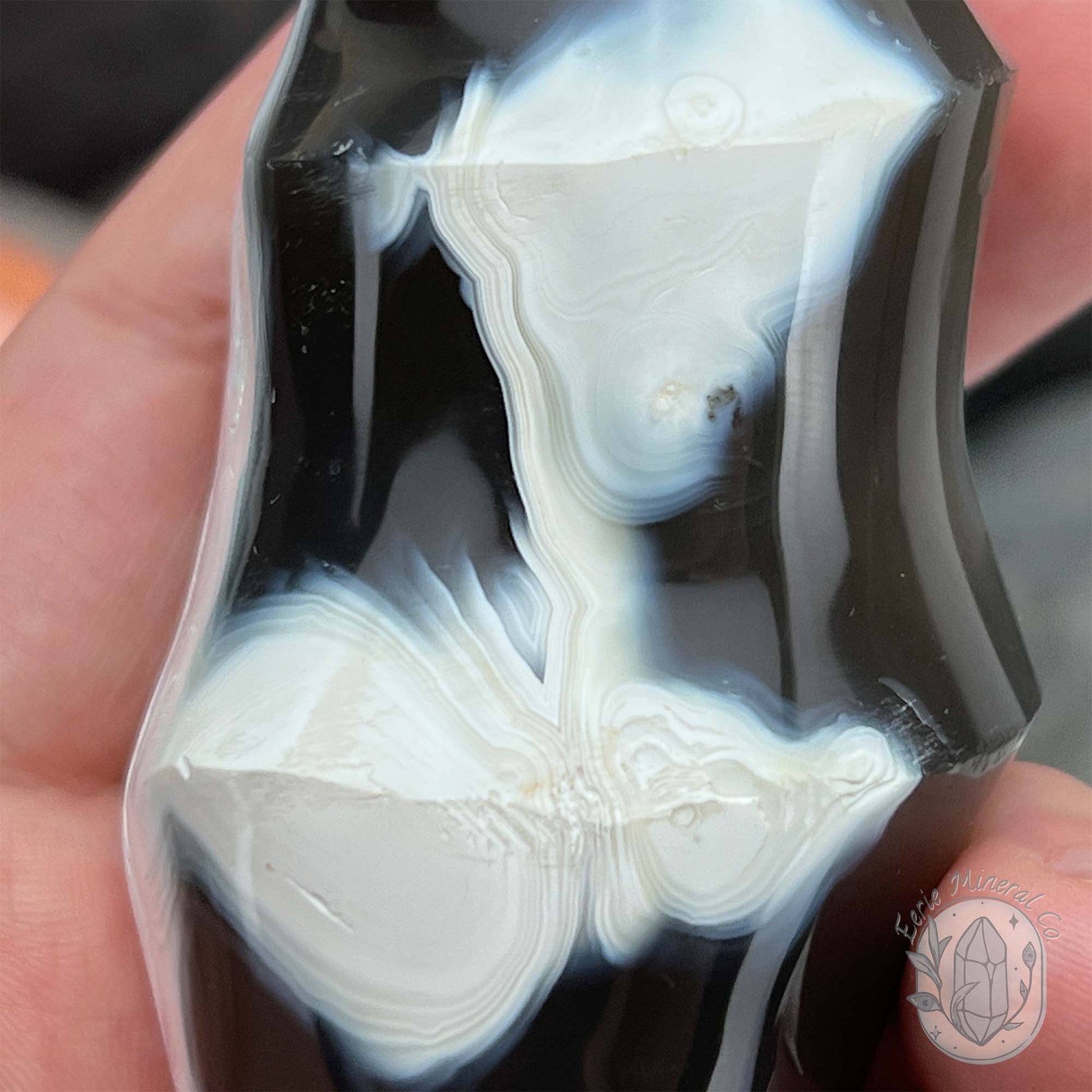 Polished Orca Agate Flame