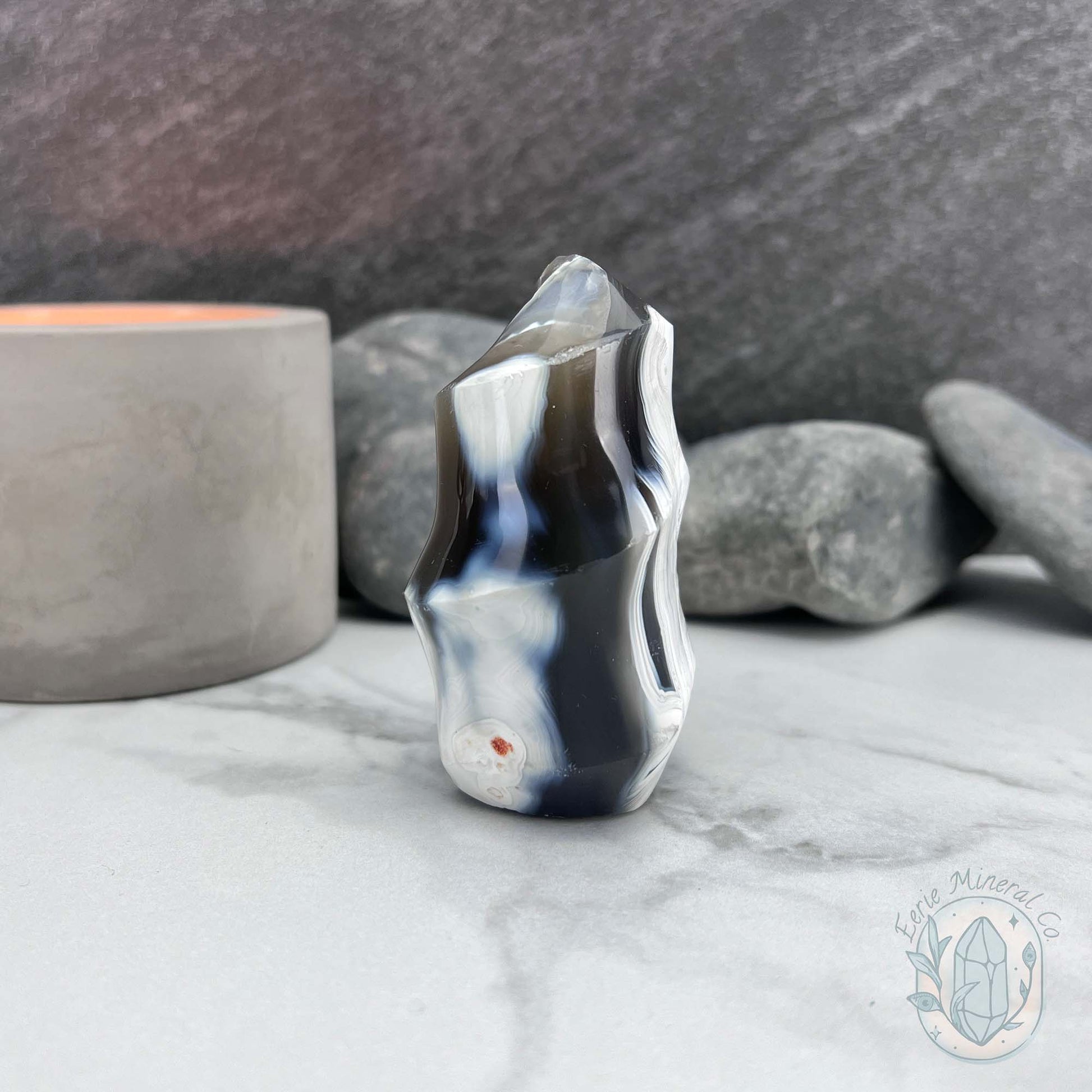 Polished Orca Agate Flame