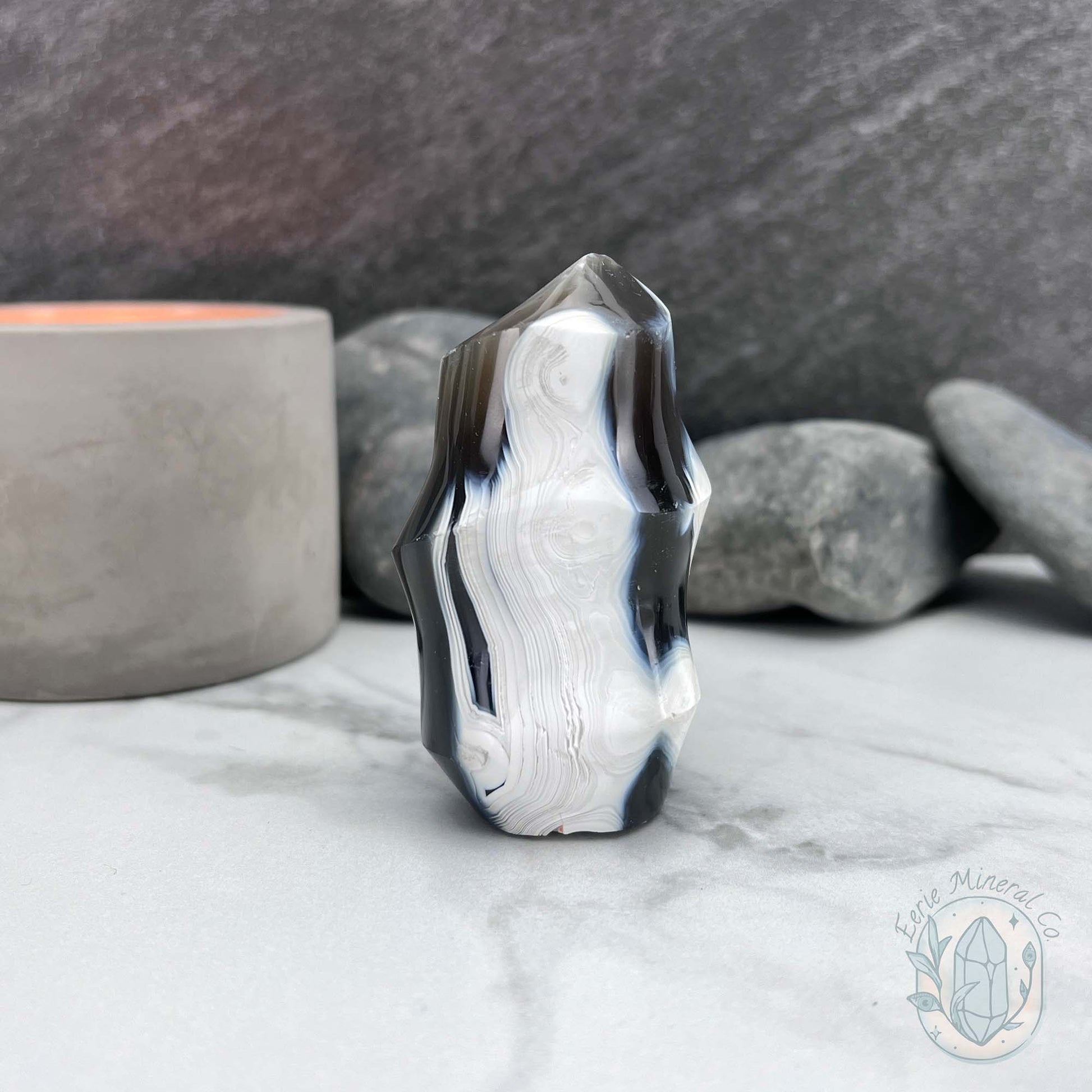 Polished Orca Agate Flame