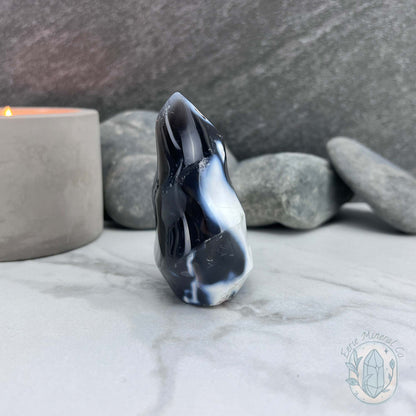 Polished Orca Agate Flame