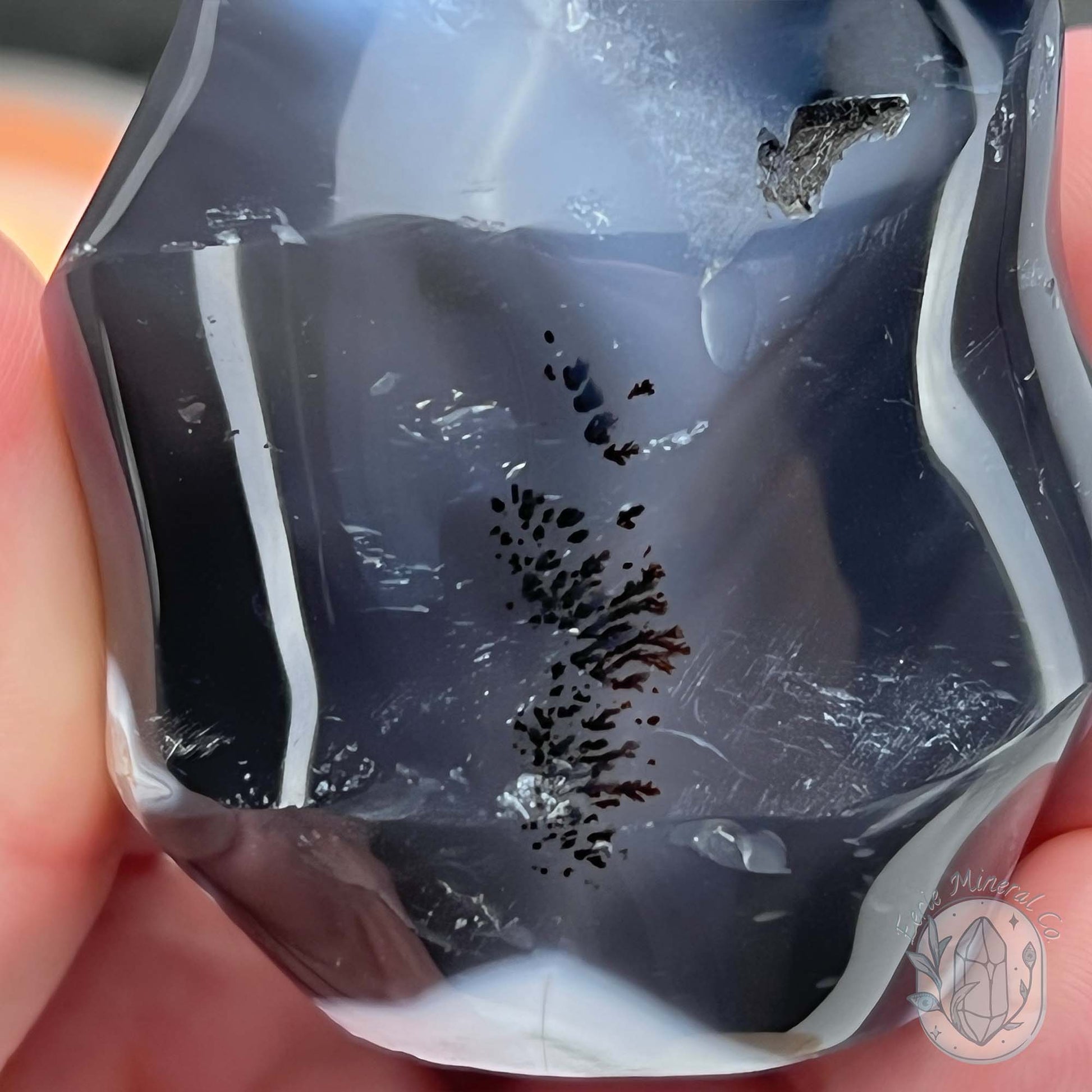 Polished Orca Agate Flame