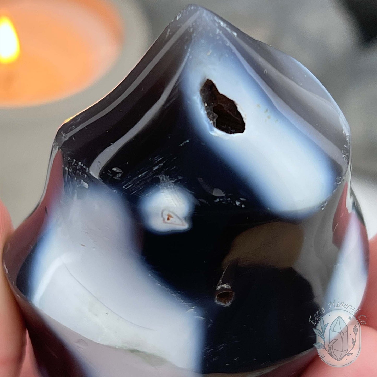 Polished Orca Agate Flame