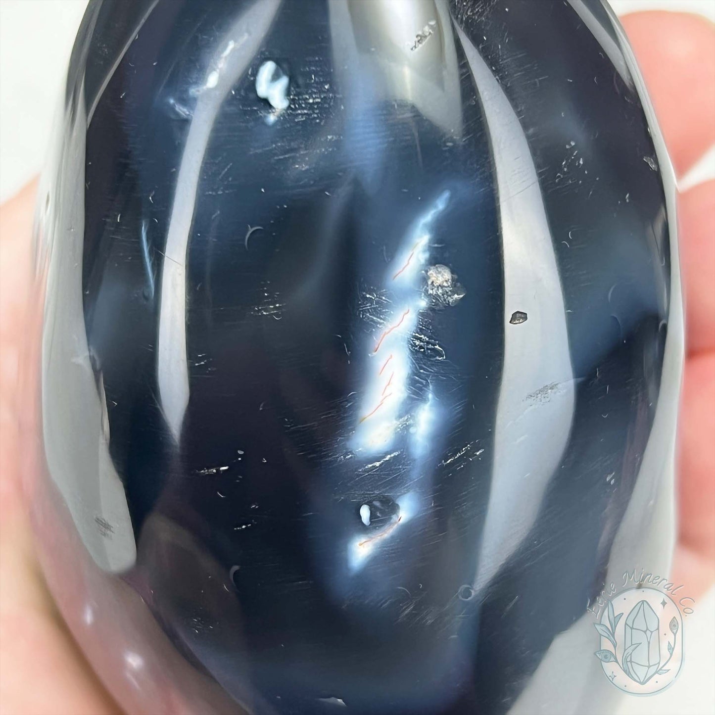 Polished Black & White Orca Agate Freeform Carving