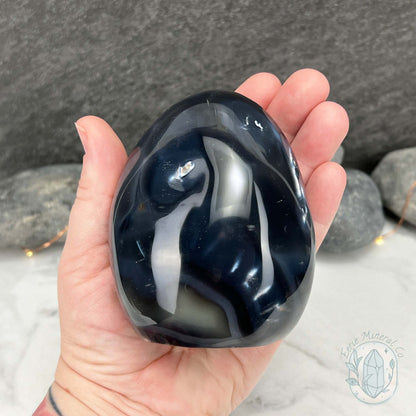 Polished Black & White Orca Agate Freeform Carving