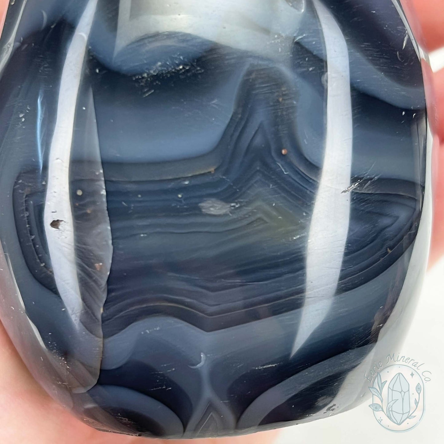 Polished Black & White Orca Agate Freeform Carving