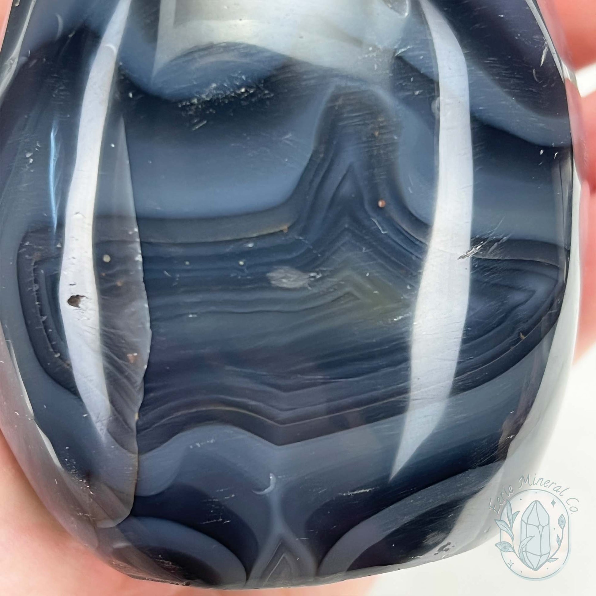 Polished Black & White Orca Agate Freeform Carving