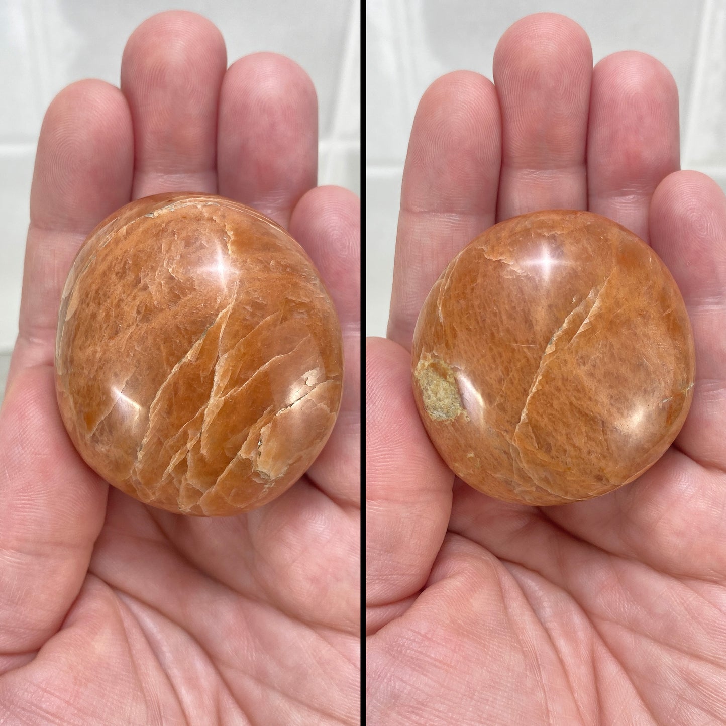Polished Peach Mooonstone Palmstones