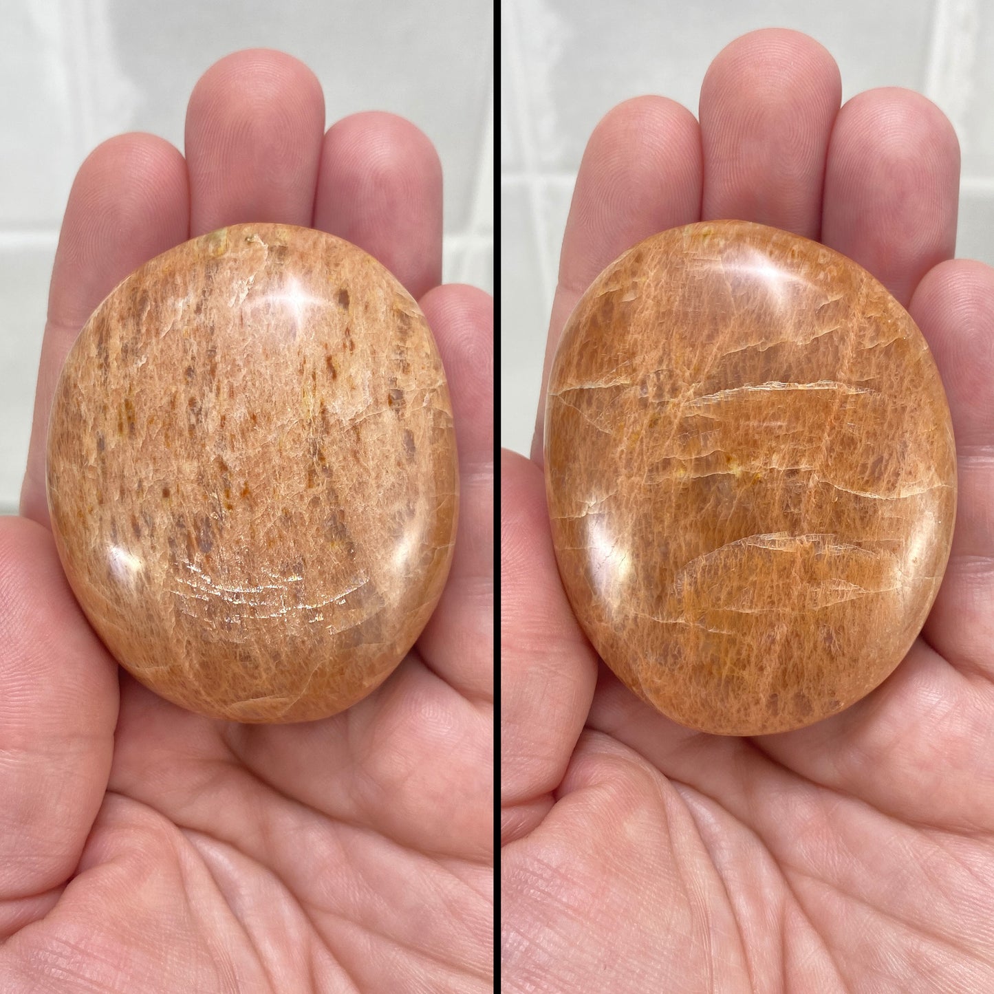 Polished Peach Mooonstone Palmstones