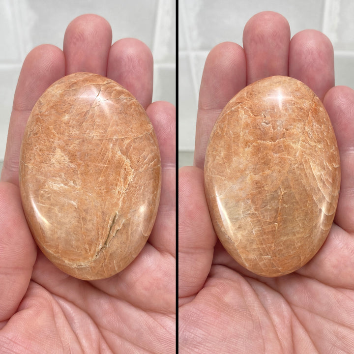 Polished Peach Mooonstone Palmstones