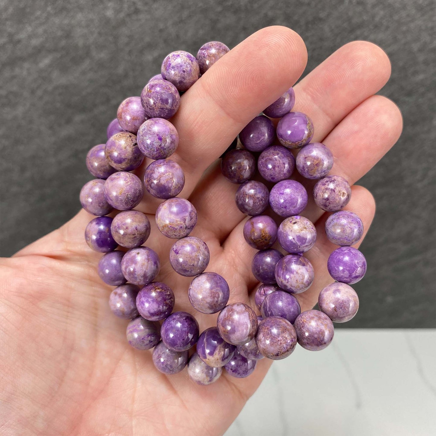 Polished Phosphosiderite Beaded Stretch Bracelet