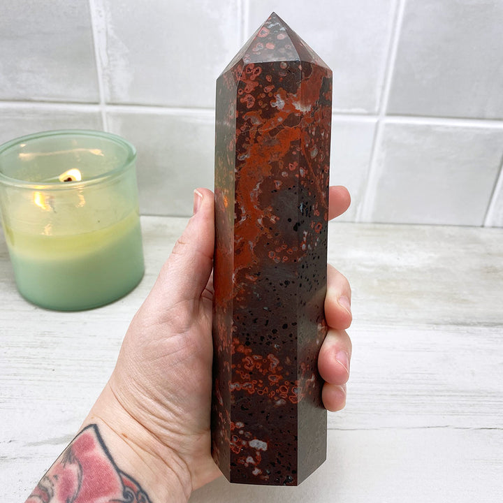 Large Plum Blossom Jasper Tower