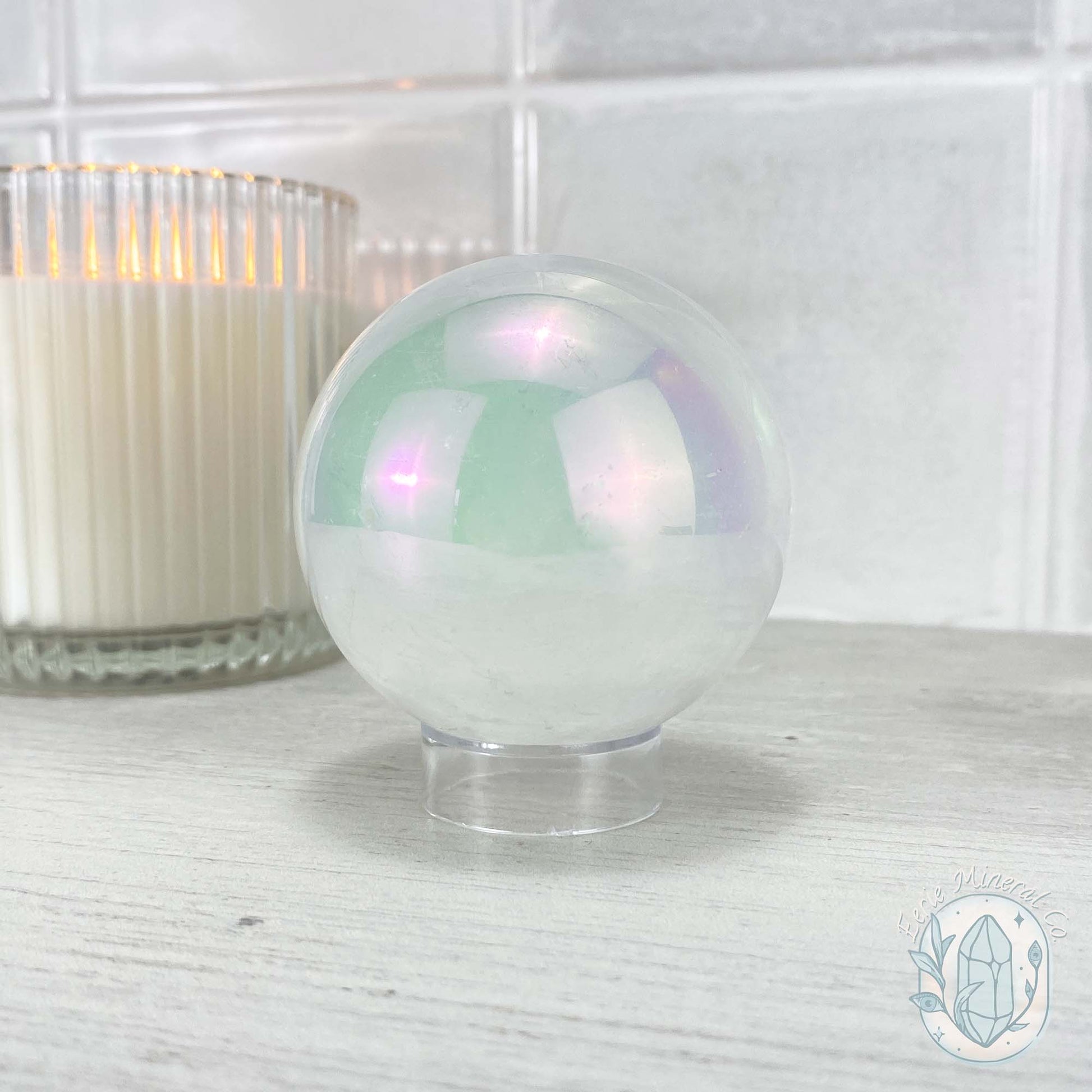 Polished Angel Aura Natural Calcite Sphere