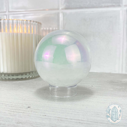 Polished Angel Aura Natural Calcite Sphere