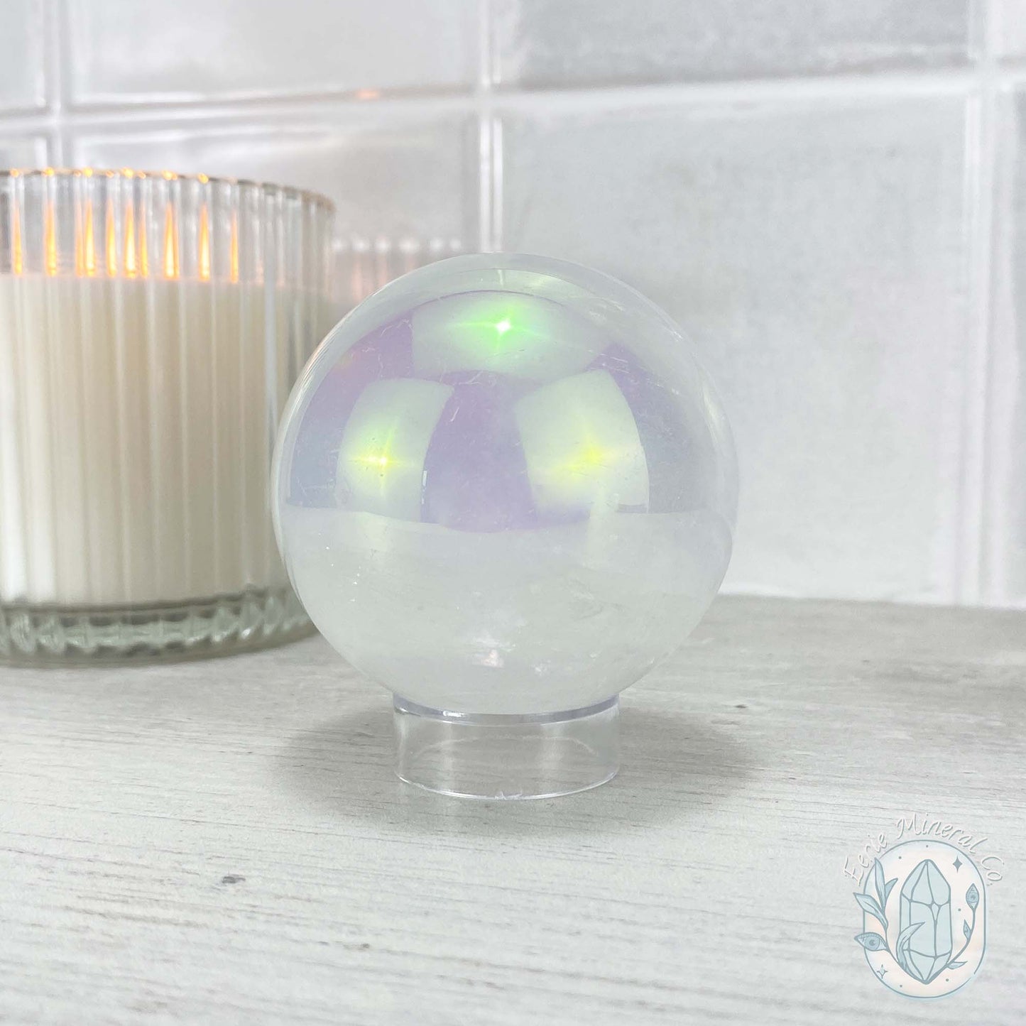 Polished Angel Aura Natural Calcite Sphere
