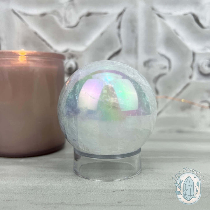 64mm Angel Aura Coated Calcite Sphere