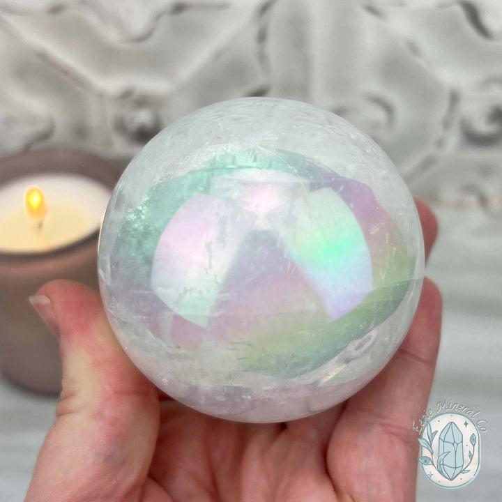 64mm Angel Aura Coated Calcite Sphere