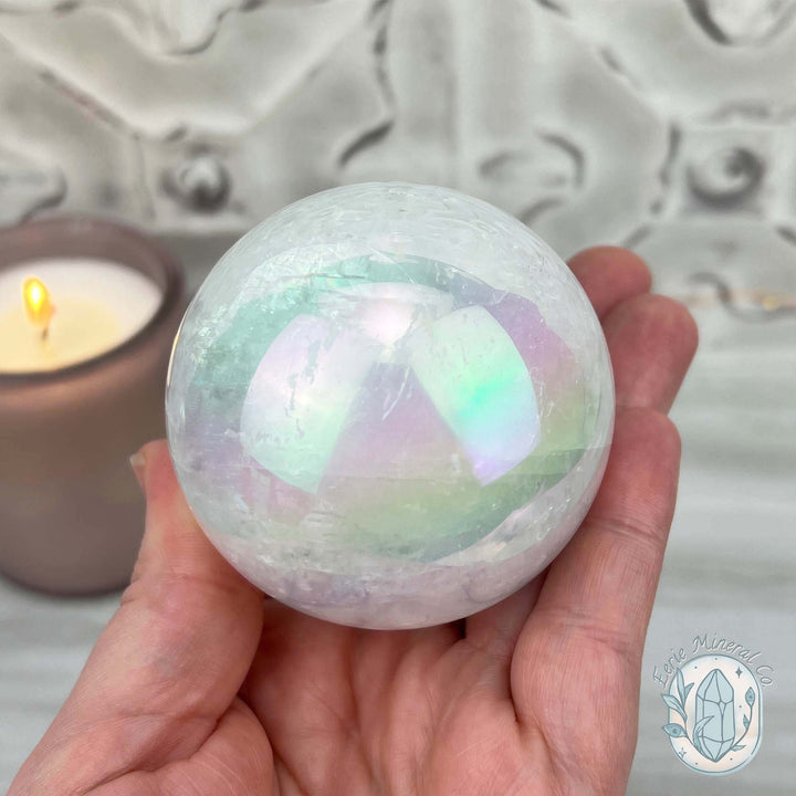 64mm Angel Aura Coated Calcite Sphere