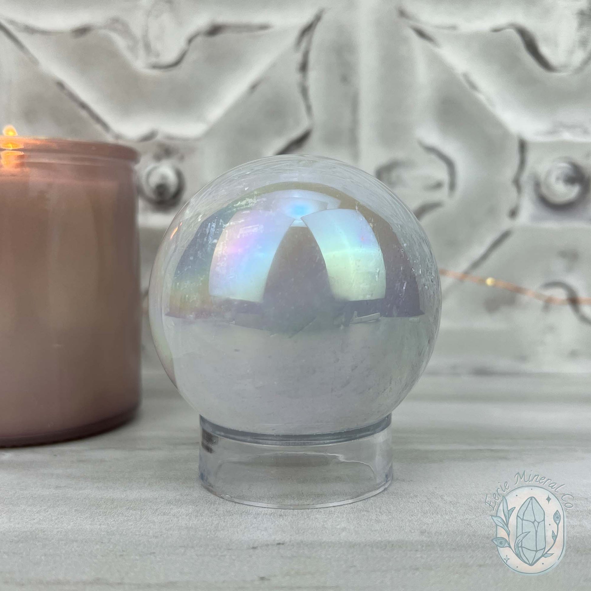 66mm Angel Aura Coated Calcite Sphere