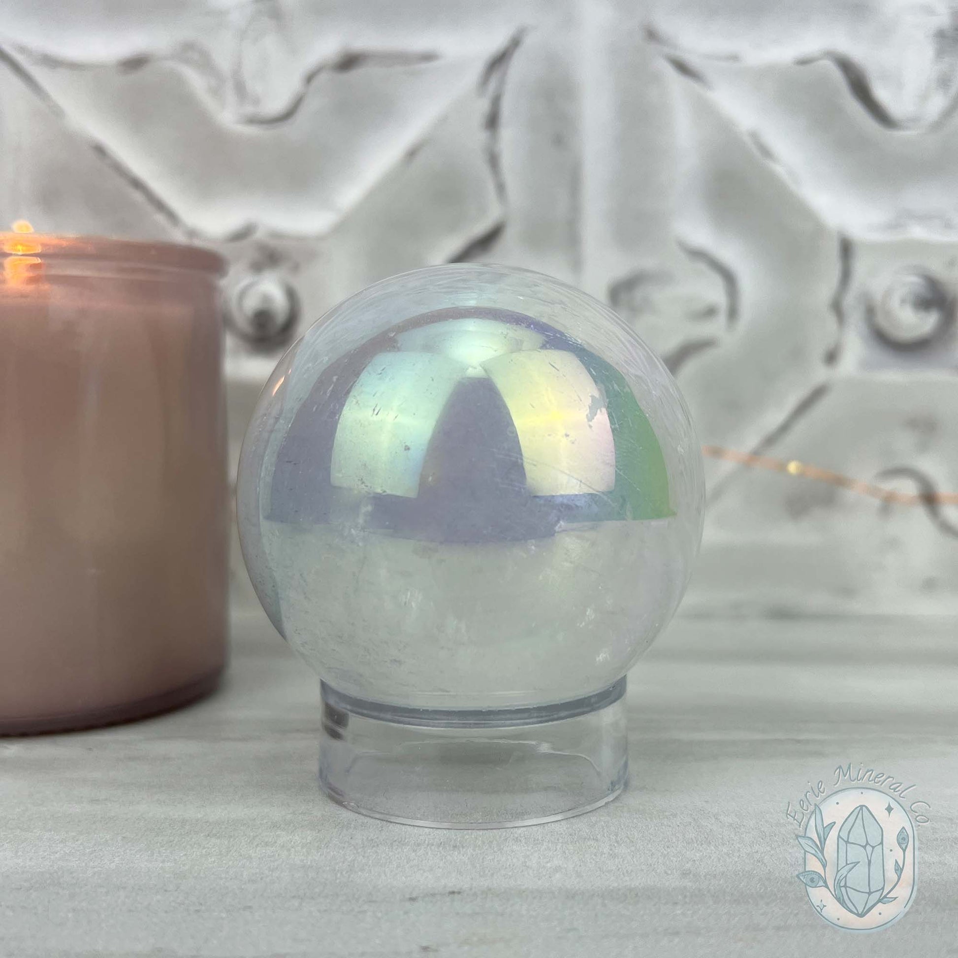 66mm Angel Aura Coated Calcite Sphere