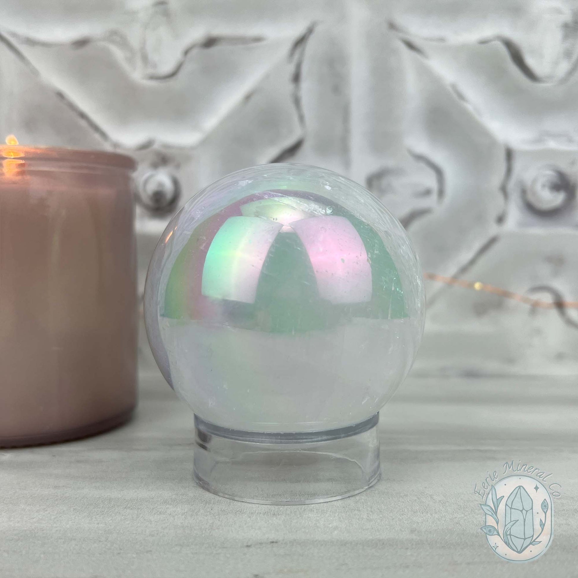 66mm Angel Aura Coated Calcite Sphere