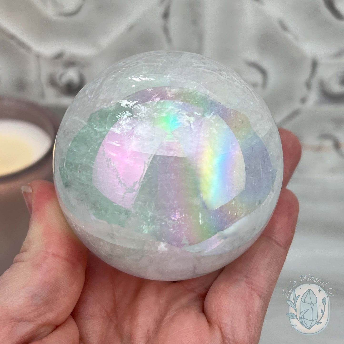 66mm Angel Aura Coated Calcite Sphere