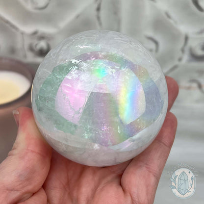 66mm Angel Aura Coated Calcite Sphere