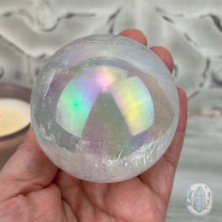 66mm Angel Aura Coated Calcite Sphere