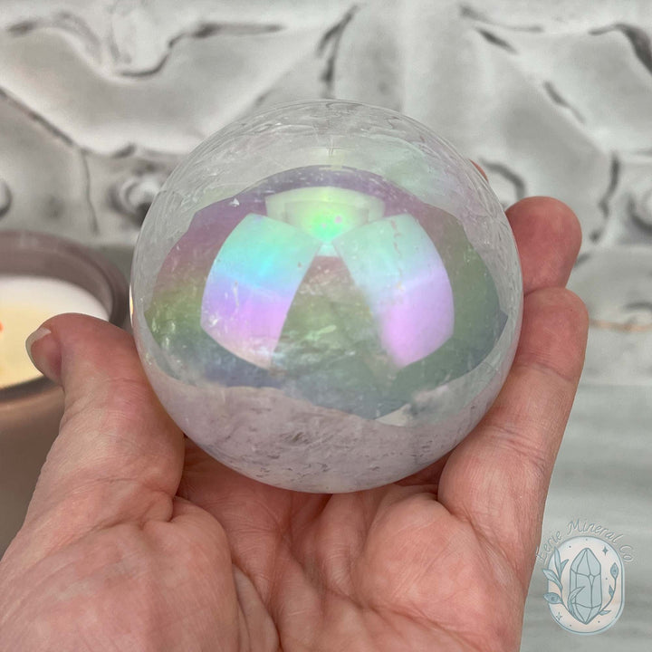 66mm Angel Aura Coated Calcite Sphere