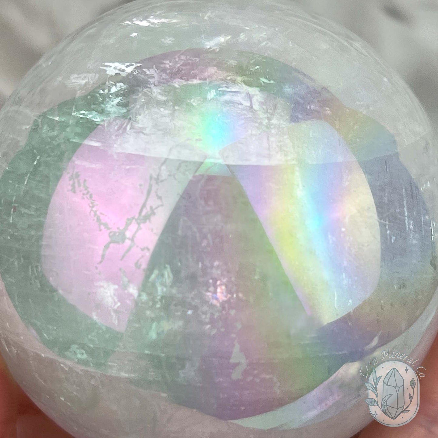 66mm Angel Aura Coated Calcite Sphere