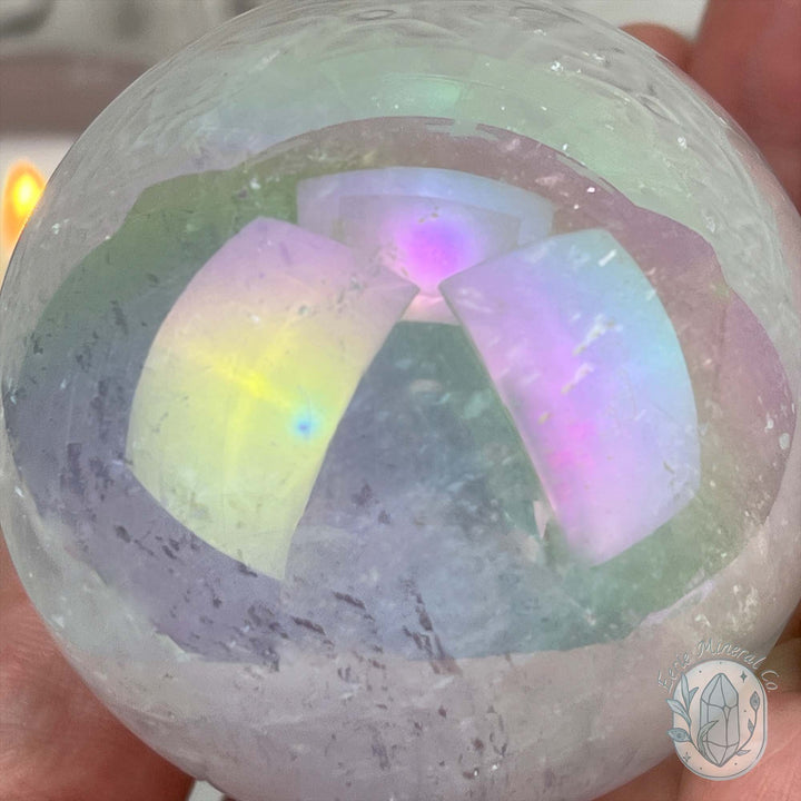 66mm Angel Aura Coated Calcite Sphere