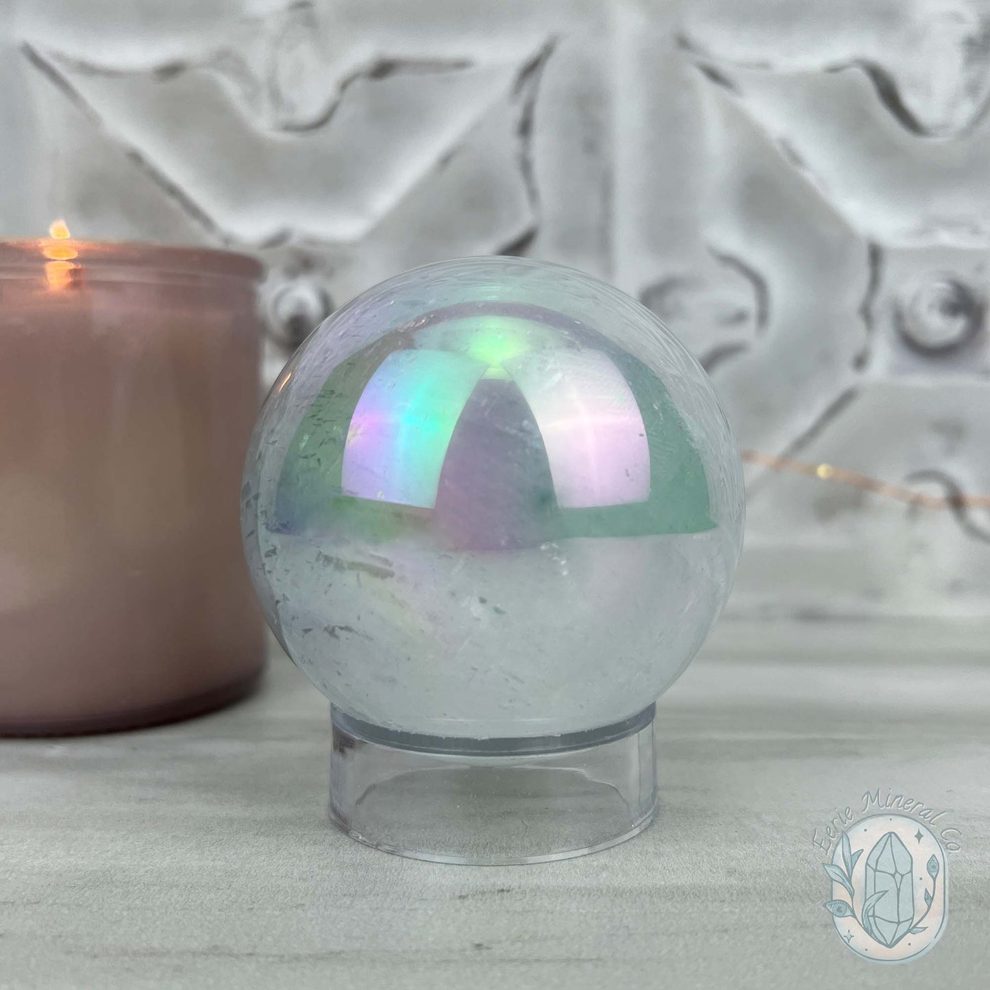 67mm Angel Aura Coated Calcite Sphere