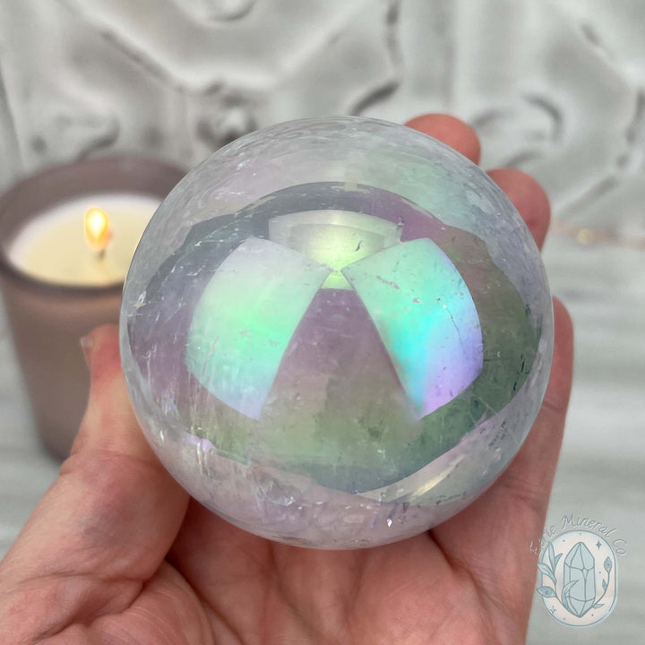 67mm Angel Aura Coated Calcite Sphere