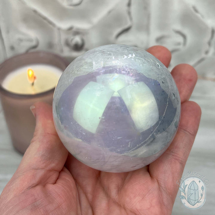 67mm Angel Aura Coated Calcite Sphere