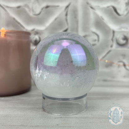 67mm Angel Aura Coated Calcite Sphere