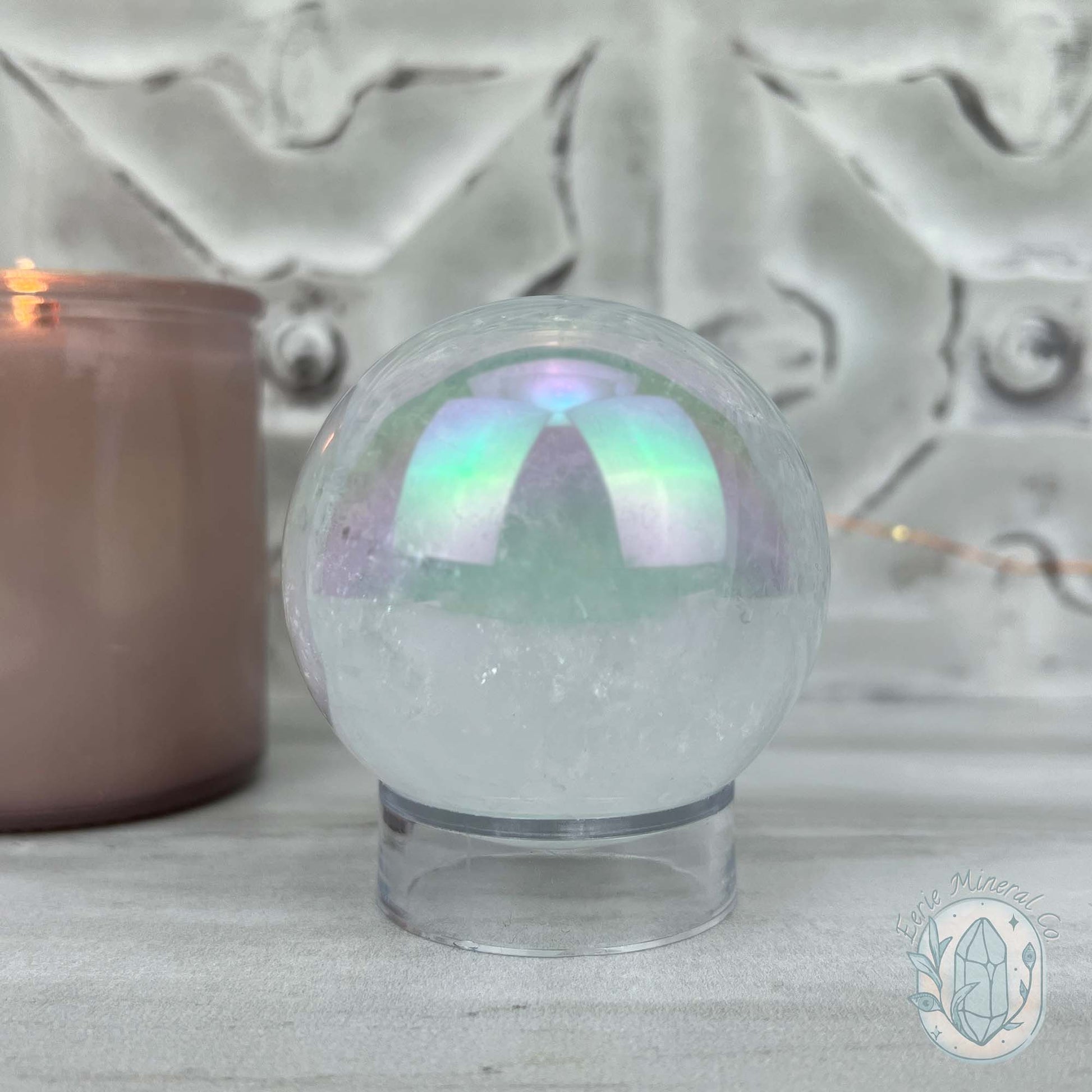 67mm Angel Aura Coated Calcite Sphere