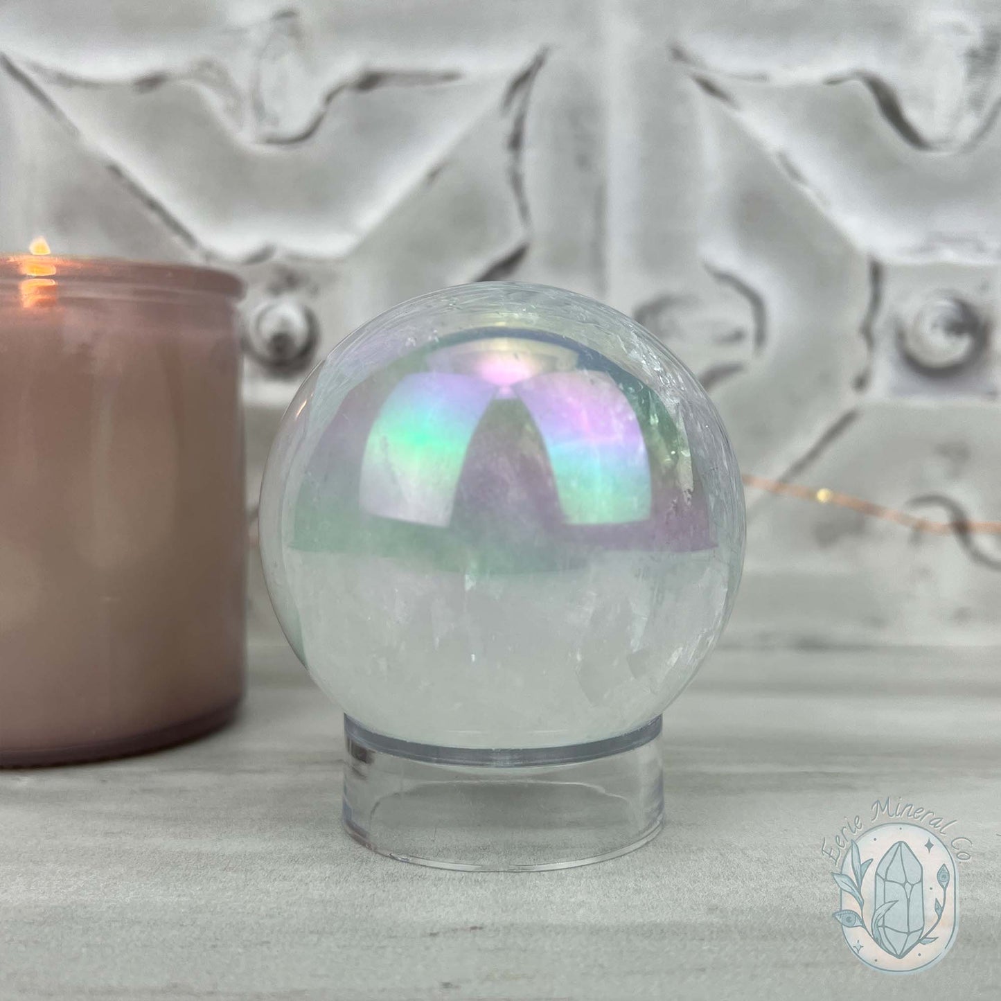 67mm Angel Aura Coated Calcite Sphere
