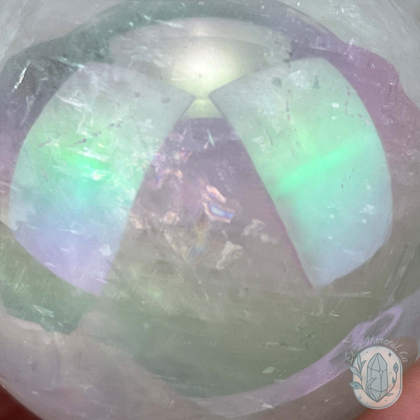 67mm Angel Aura Coated Calcite Sphere