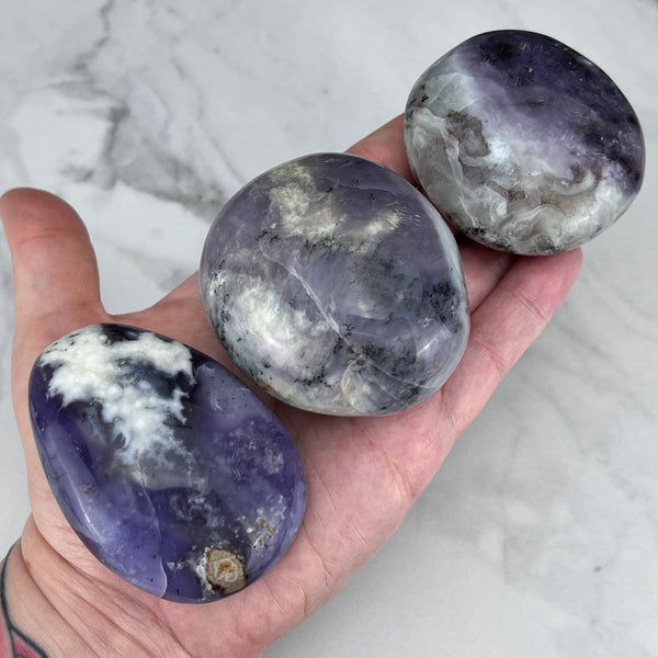 Polished Purple Dendritic Agate Palmstones