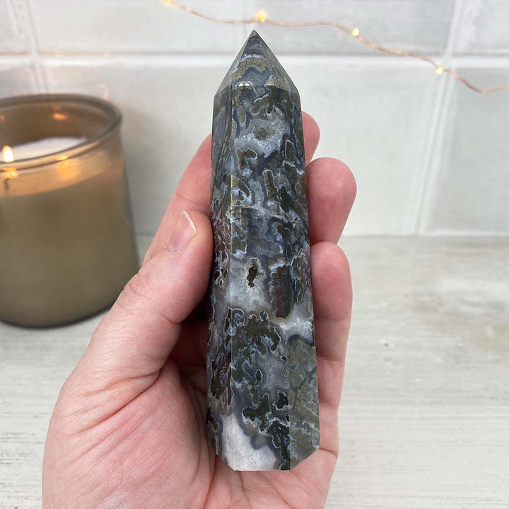 Polished Pyrite With Quartz and Agate Tower