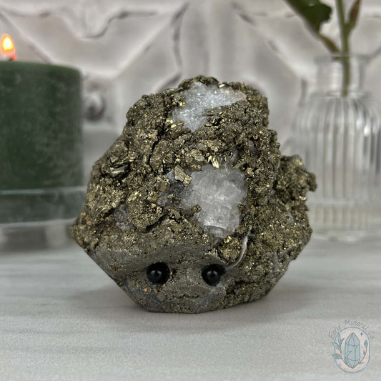 Large Pyrite Specimen with Quartz Pet Rock