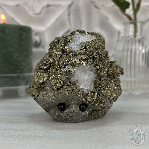 Large Pyrite Specimen with Quartz Pet Rock